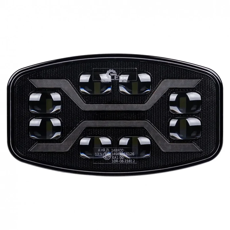 Dunkler X-Spider LED-Scheinwerfer mit weißem Tagfahrlicht und Stroboskopfunktion / 9"