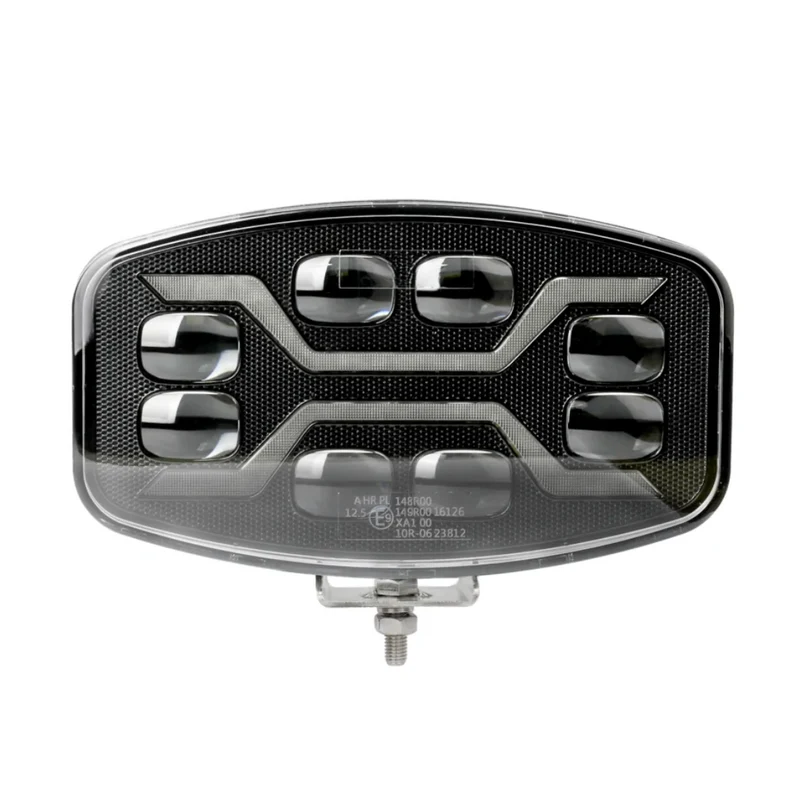 Dunkler X-Spider LED-Scheinwerfer mit weißem Tagfahrlicht und Stroboskopfunktion / 9"