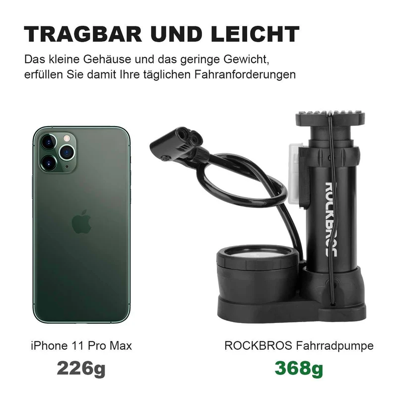 ROCKBROS Mini Fußpumpen Luftpumpe mit Manometer