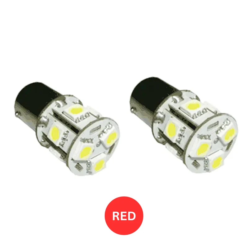 12V Rote Einzelkontakt-LED-Birnen BA15s / P21W / Nr. 382