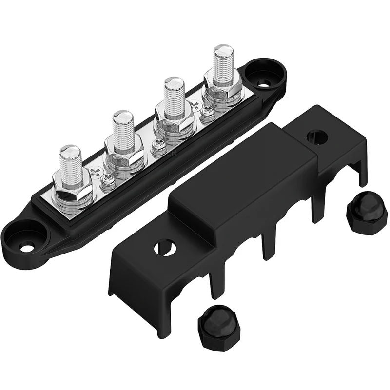 250-A-Sammelschiene mit 4 x M10-Bolzen und 3 x Schraubklemmen