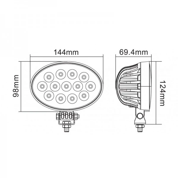 Ovaler LED-Arbeitsscheinwerfer 36 W Flutlicht / 2316 Lumen