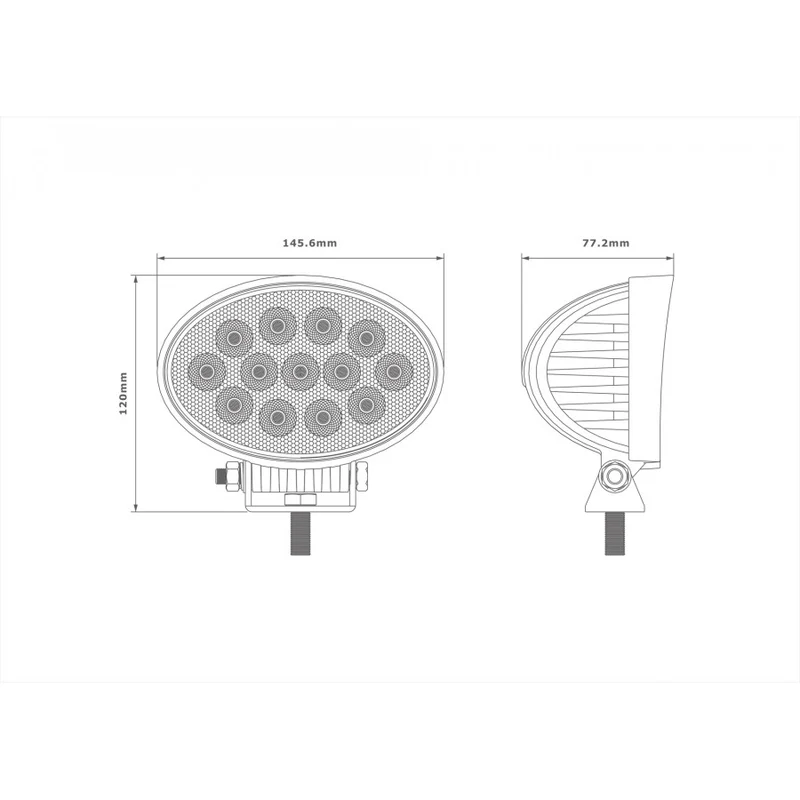 Ovaler LED-Arbeitsscheinwerfer 36 W Flutlicht / 2316 Lumen