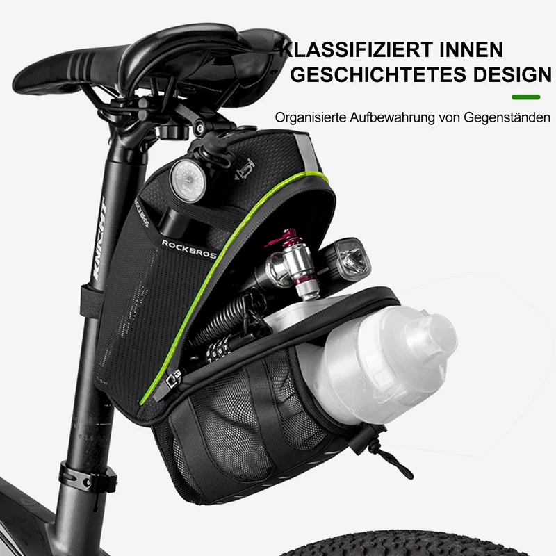 ROCKBROS Kratzfest Fahrrad Satteltasche mit Flaschenhalter 1,5L