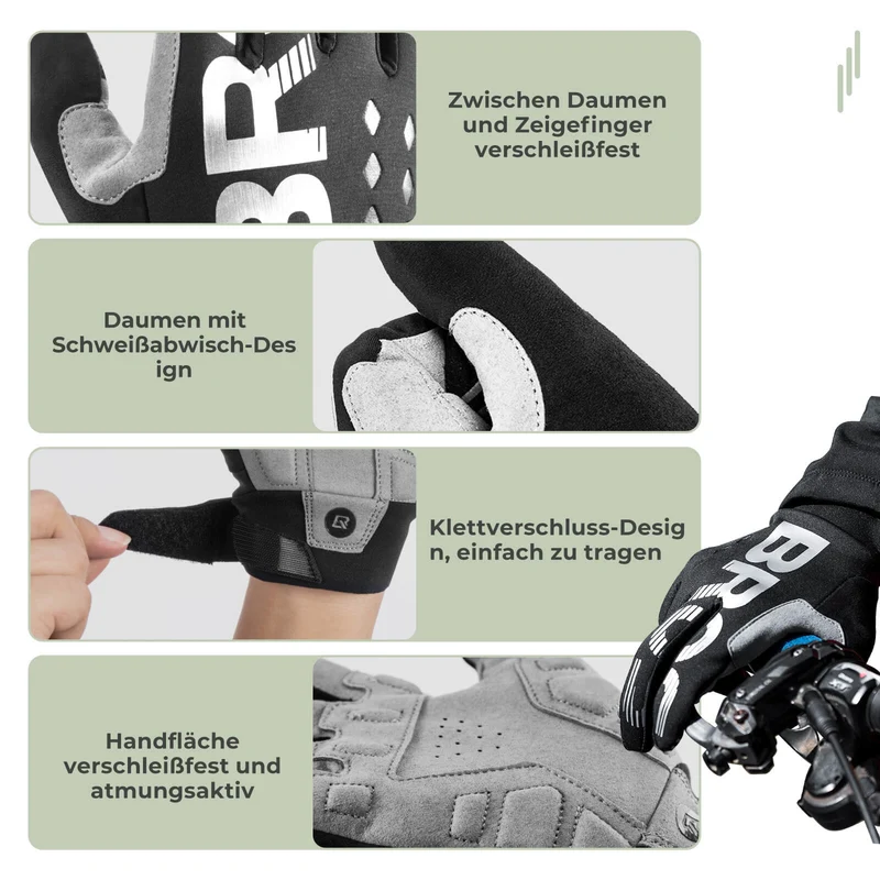 ROCKBROS Vollfinger Handschuhe Fahrradhandschuhe mit Touchscreenfunktion