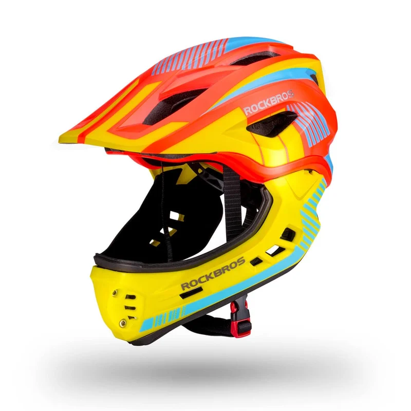 ROCKBROS Kinder helm Integriert Fahrradhelm mit Abnehmbarem Kinnschutz