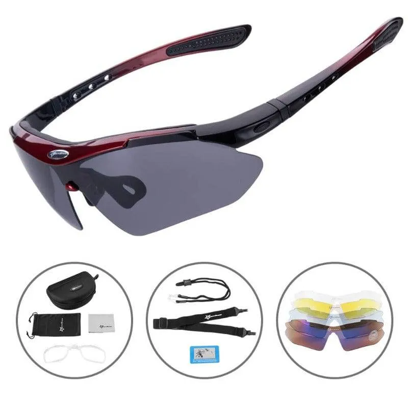 Polarisierte Fahrradbrille mit 5 Wechselgläsern