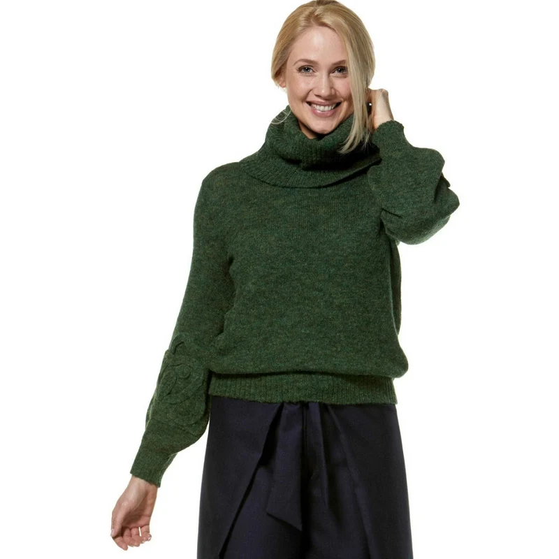 Alpaka Rollkragen 풀오버 SALOMON – Modischer Crop-Strick mit Applikationen