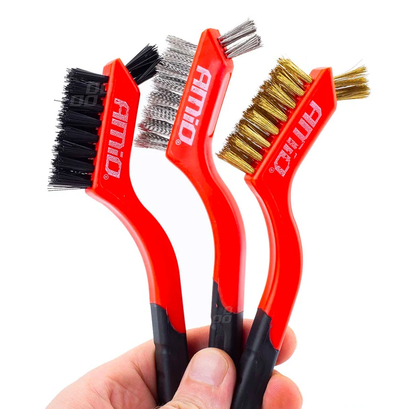Sortiertes Drahtbürsten-Set / Messing, Stahl und Nylon