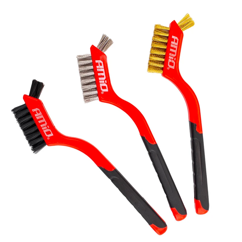 Sortiertes Drahtbürsten-Set / Messing, Stahl und Nylon