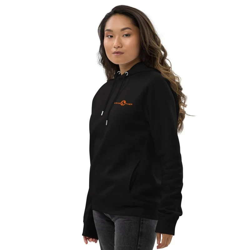 Schwaarz Unimother 85% Bio Koteng 15% recycléiertem Polyester Unisex Pullover Hoodie