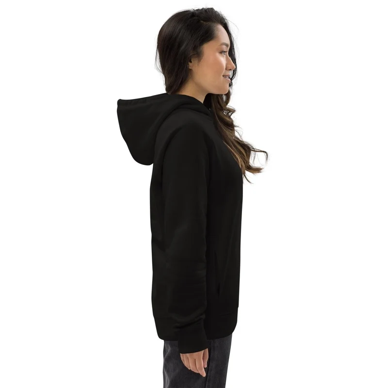 Schwaarz Unimother 85% Bio Koteng 15% recycléiertem Polyester Unisex Pullover Hoodie