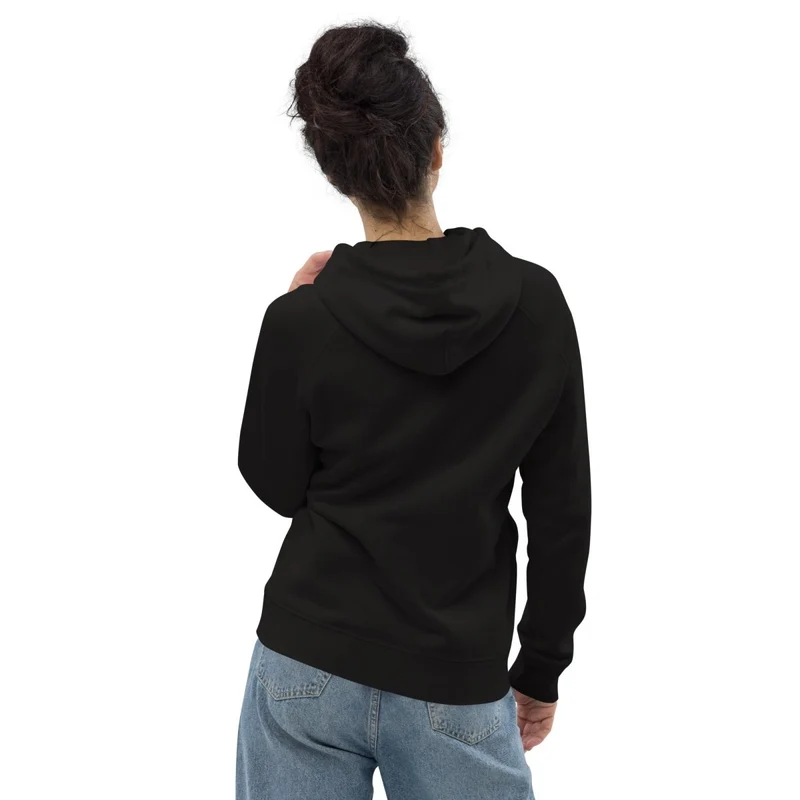 Schwaarz Unimother 85% Bio Koteng 15% recycléiertem Polyester Unisex Pullover Hoodie