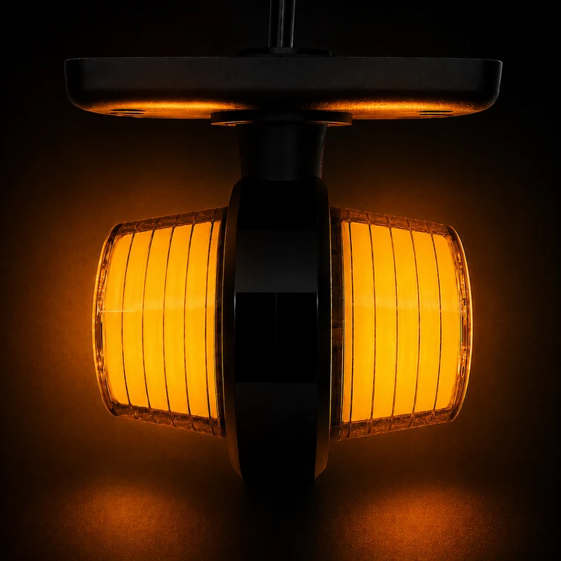 Kurze dänische Blinkerleuchte im Old-School-Stil / Gelbes Neon