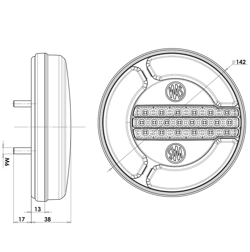 WAS W153DD Rundes Rücklicht mit dynamischem Blinker