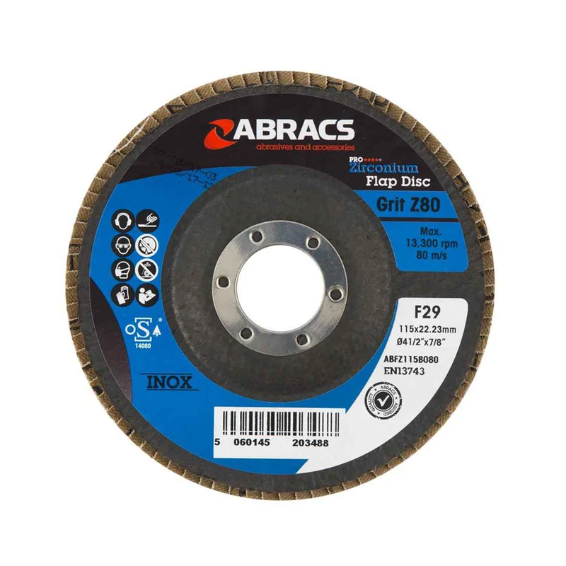 Abracs Zirkon-Fächerschleifscheibe Körnung 60 / 115 x 22 mm