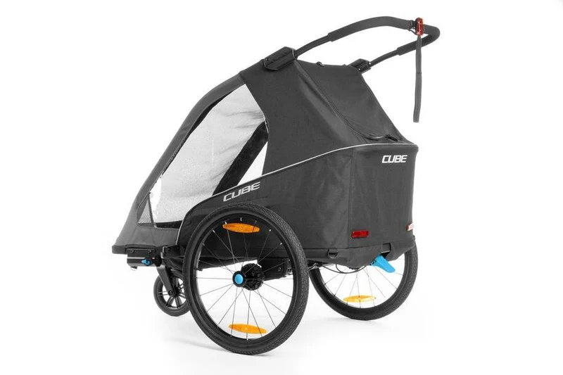 CUBE Kinder Fahrradanhänger Double PURE black, grey