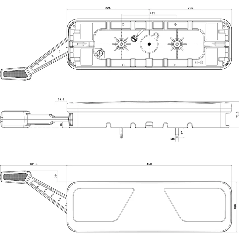Fristom Große LED-Anhängerleuchte mit Umrissmarkierung / 6 Funktionen