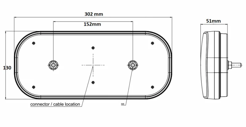 Große LED Anhängerleuchte mit dynamischem Blinker / 7 Funktionen / 300mm