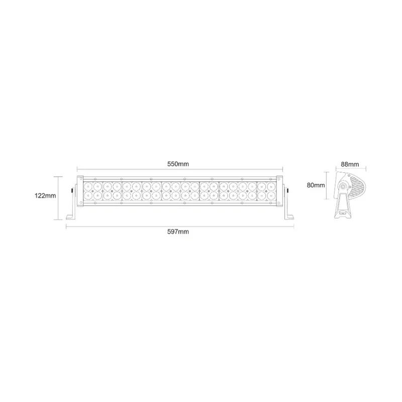 Gerade LED-Lichtleiste / Flutlichtstrahl / 60x LED / 550 mm