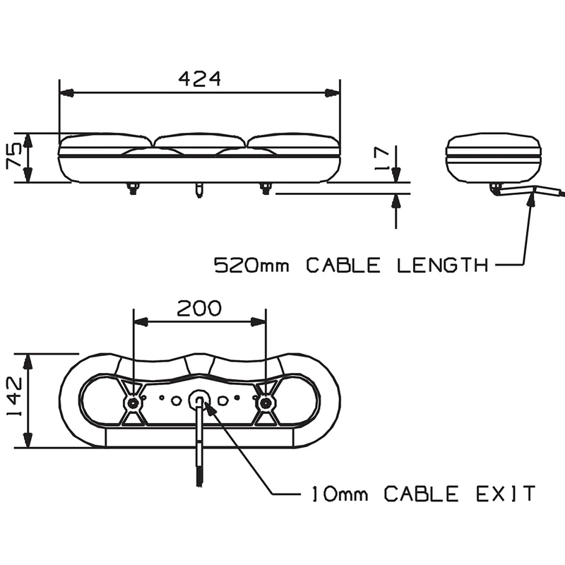 Britax LED-Anhängerlampen-Set / 3 x Burger-Leuchten und Gehäuse