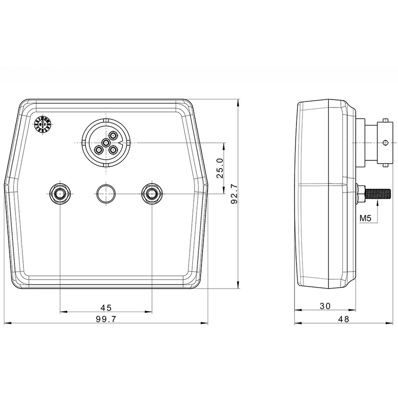 Fristom FT-222 Kleine 12-V-LED-Anhängerleuchte mit Brems-, Rück- und Blinker
