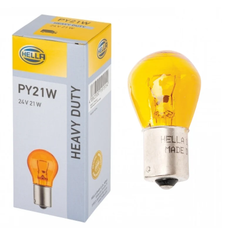 Hella 24 V Rückleuchten-/Blinkerbirnen, bernsteinfarben / BA15s / 21 W SCC / Nr. 241Y / 10er-Pack