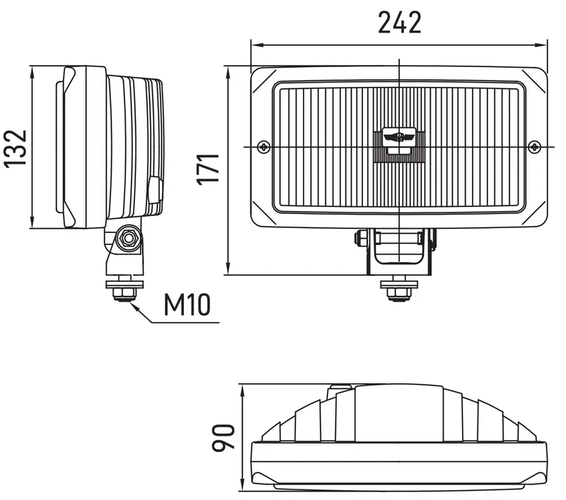 SIM 3225 Rechteckiger Nebelscheinwerfer / Blaue Abdeckung enthalten