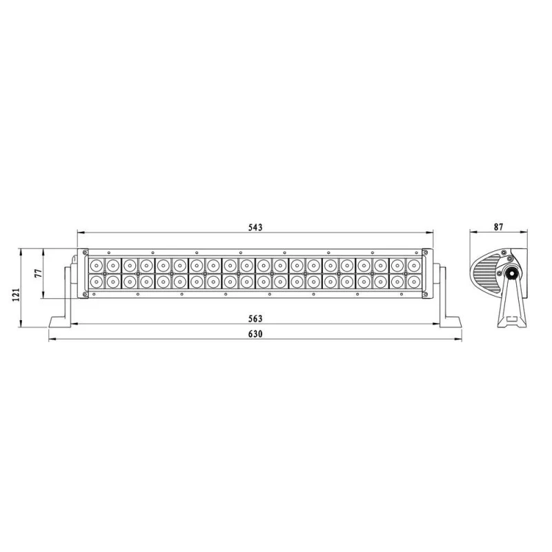 Gerade LED-Lichtleiste / Flutlichtstrahl / 40x LED / 630 mm