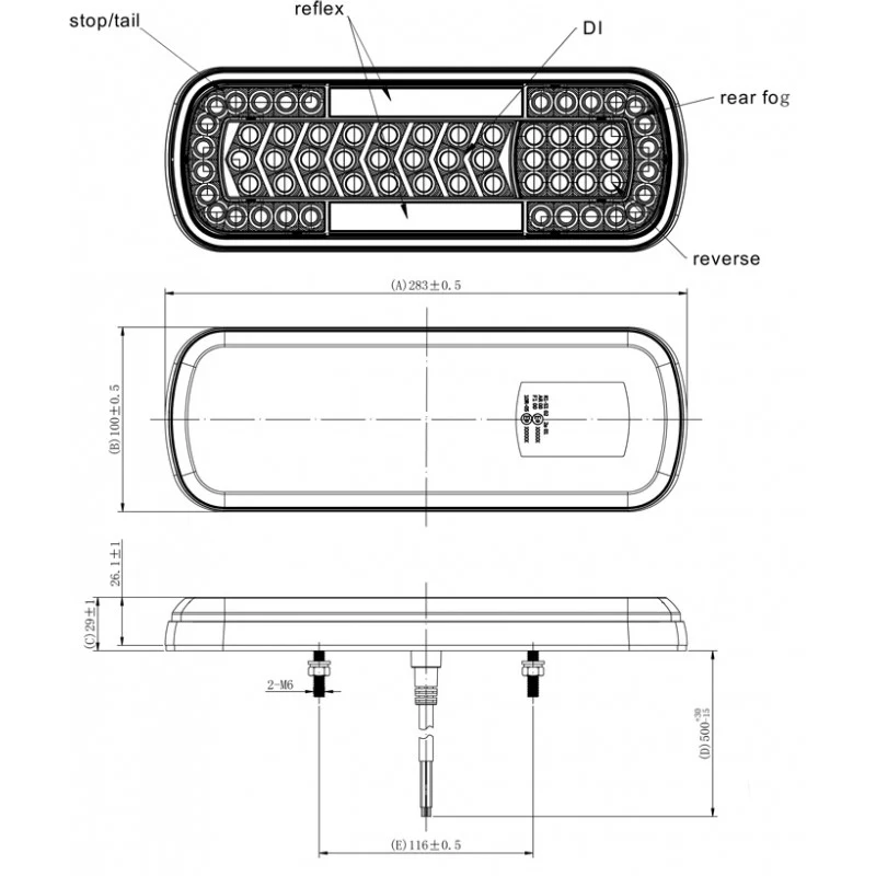 LED-Anhängerlampe mit dynamischem Blinker, Stopp, Schluss, Nebel und Rückwärts