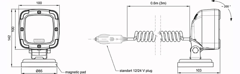 Fristom Hochleistungs-LED-Arbeitsleuchte / Magnethalterung