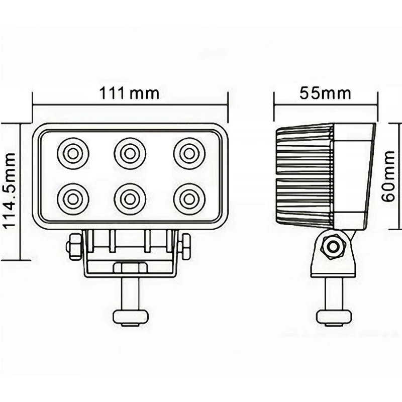 Rechteckige 18-W-LED-Arbeitsleuchte mit 1100 Lumen Flutlichtstrahl