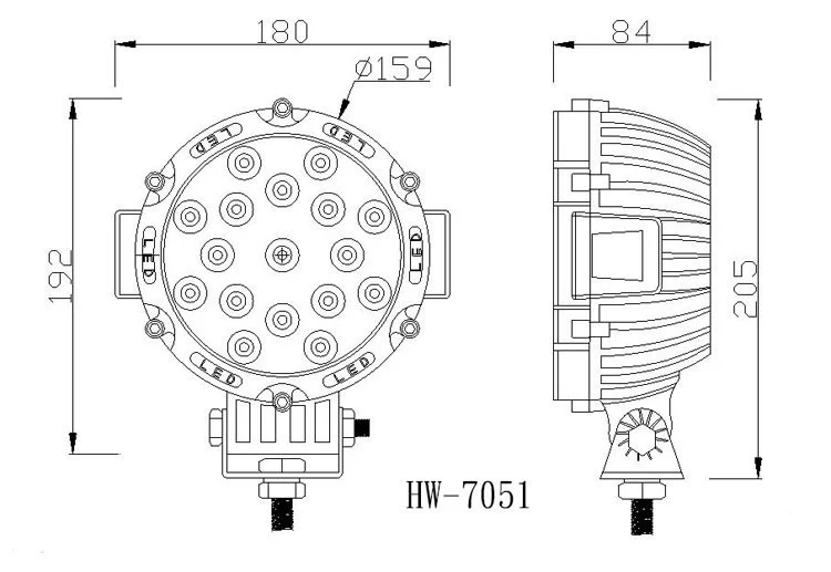 Runder LED-Flutstrahler / 51W / Heavy Duty / Rot
