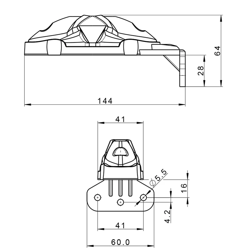 LED-Umrissleuchte mit drei Funktionen und Halterung