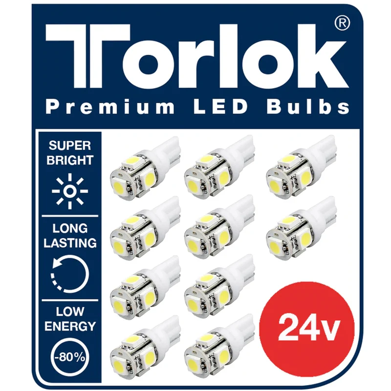 Torlok Premium 24 V T10 LED-Standlichtbirnen für LKW / 10er-Pack