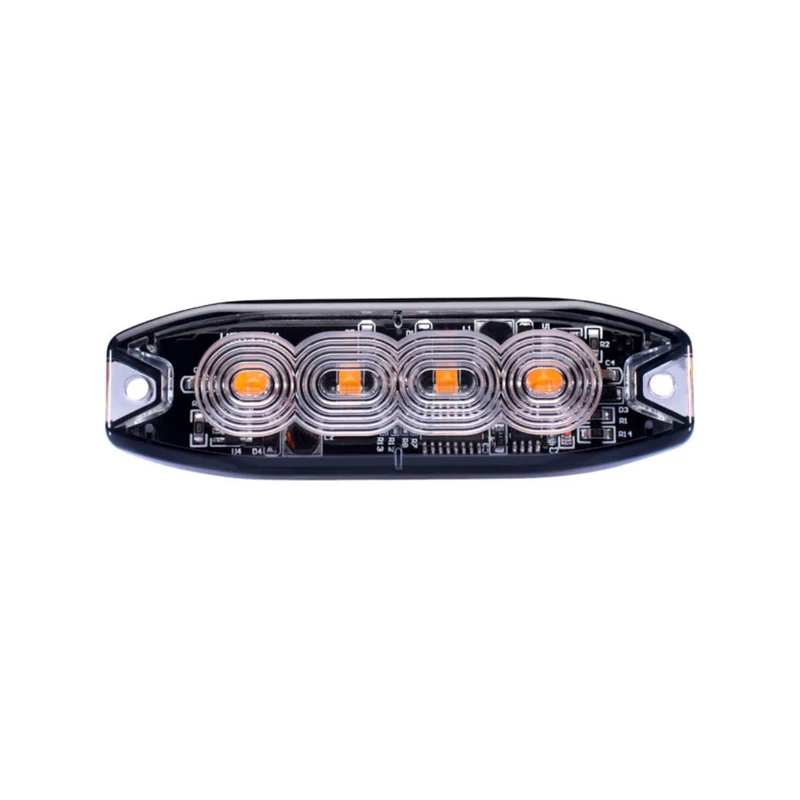 Flaches Warnblinklicht / 4 LED / Bernstein