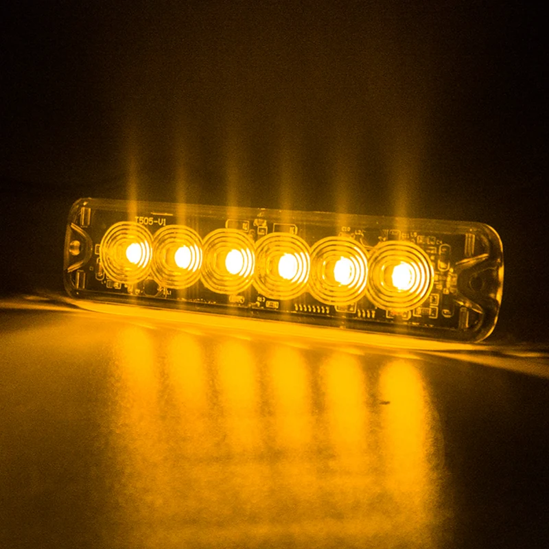 Flaches Warnblinklicht / 6 LED / Bernstein