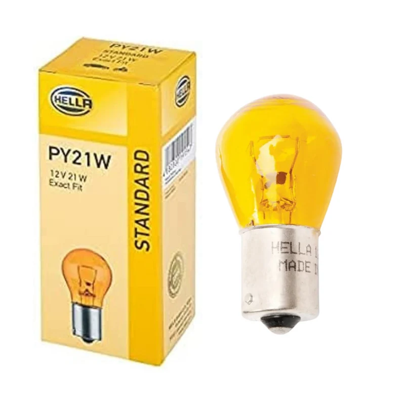 Hella 12 V PY21w versetzte gelbe Glühbirnen / 10er-Pack