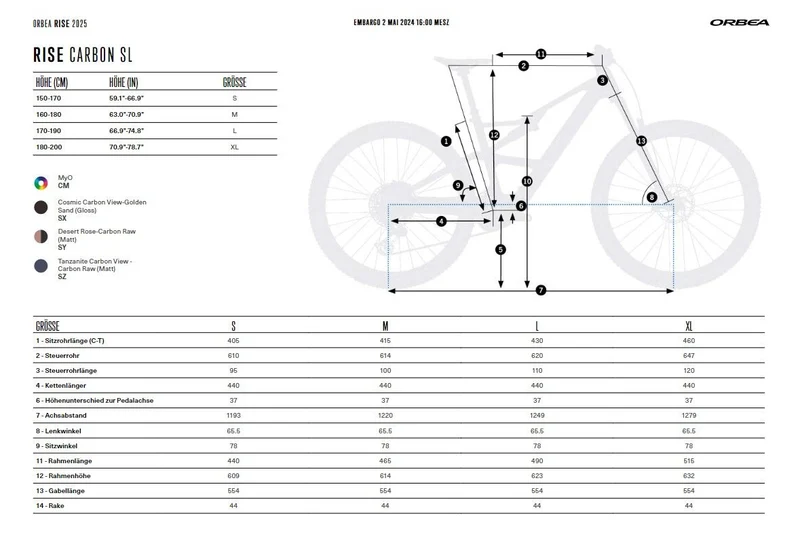 Orbea RISE SL M10 630W Cosmic Carbon View - Golden Sand